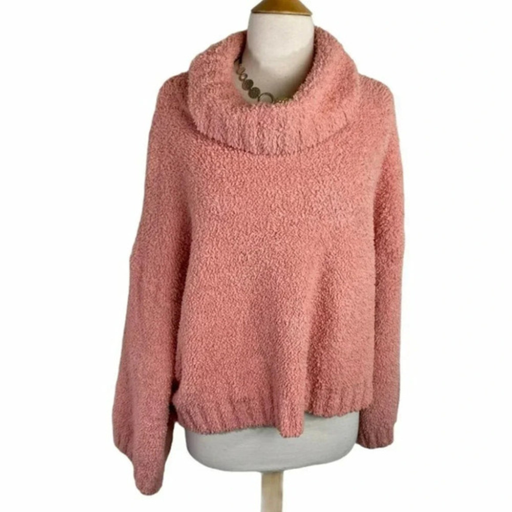 Very J L pink cozy oversized cowl neck sweater